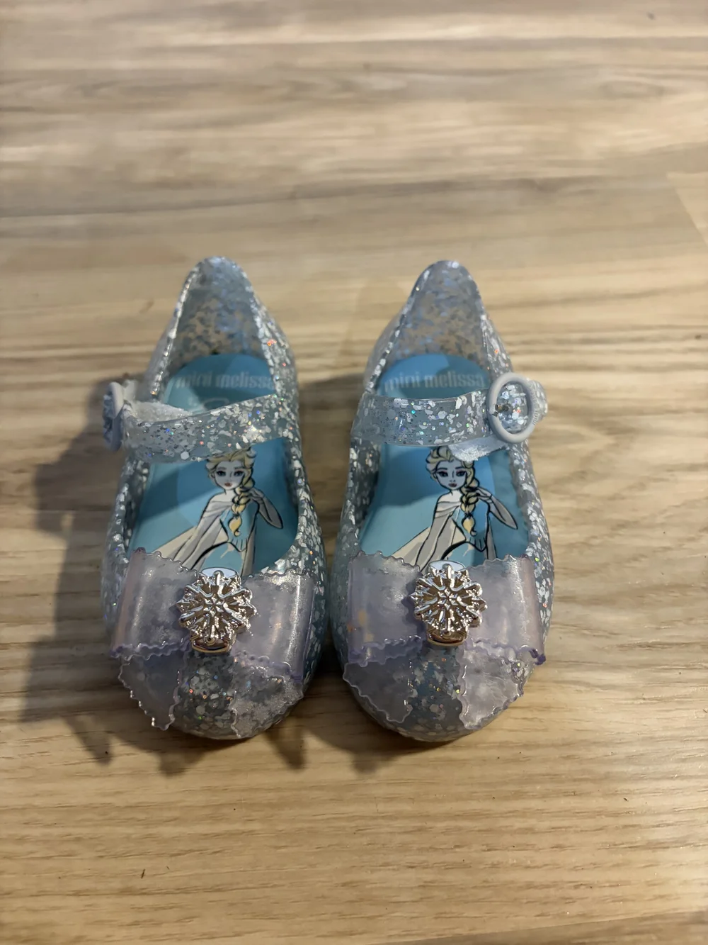 Mini Melissa Kids' Frozen Elsa Glitter Jelly Shoes - Light Blue